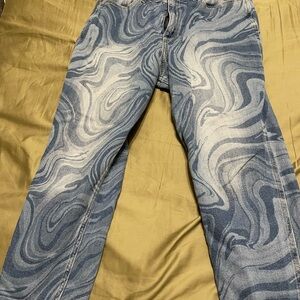 Hollister Blue Swirl Pattern Women's Straight Leg Pants